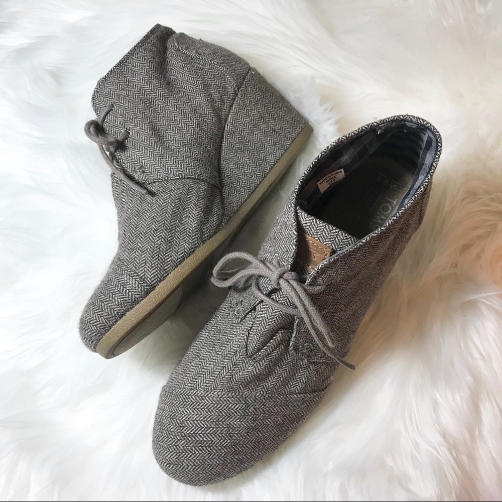 Toms Tweed Desert Wedge Ankle Booties / Size 9.5